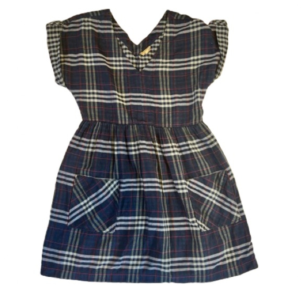 Anthropologie Holding Horses‎ Blue Plaid Dress with Pockets Size Small